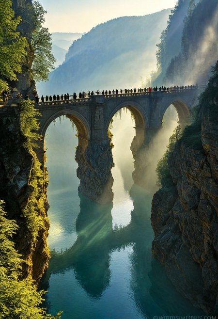 towers ringed in mist, sunrays, mixed media, surrealism, fantasy, great lighting, A surreal landscape highly detailed, extremely high-resolution details, appears trapped in an optical illusion of reflections and refractions colorful, Zhangjiajie mountains,  Vienna in contemporary Austria, stone bridges, winding rivers extending to the horizon, professional photography, natural lighting, volumetric lighting maximalist. vivid, vibrant colors, intricately detailed, complex, elegant, expansive, fantastical, film photography style, medium grain, cmnt
 (8k uhd:1,4)