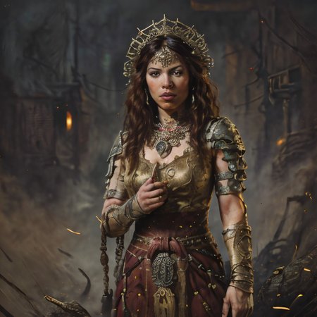 RAW photo, (masterpiece:1.3), subsurface scattering, heavy shadow, (high quality:1.4), (intricate, high detail:1.2), professional photography, HDR, High Dynamic Range, realistic, ultra realistic, photorealistic, high resolution, film photography, ambient lighting, atmospheric effects, <lora:detail_slider_v4:2>, OverallDetail, epic medieval fantasy, a mage wearing an intricate gown with reddish brown short and messy hair, circlet, fanhe, <lora:FantasyHeaddress:0.6>, shawl, bracers,  sash, at sundown, <lora:zoom_slider_v1:-1.5>,  <lora:cleavage:-1>, in the style of Alex Horley, by alex horley, <lora:horley_dataset-13:0.8>, epiCPhoto