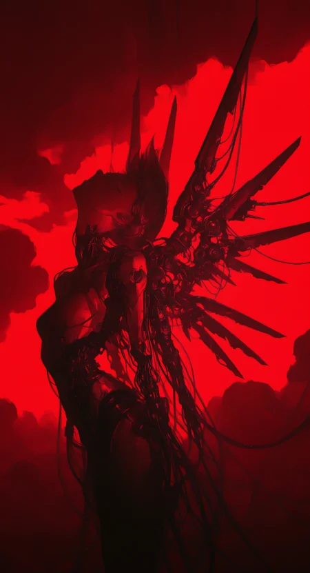 1girl, solo, breasts, closed eyes, monochrome, flower, wings, sky, cloud, robot, feathered wings, science fiction, angel wings, android, cable, red theme, damaged, mechanical wings, mechanical parts, wire, masterpiece, best quality, good quality, very awa, very aesthetic, absurdres, newest, (perfect details), usnr, brushstroke, oil painting \(medium\), chiaroscuro
<lora:illustriousXL_stabilizer_v1.23:0.3> <lora:ppw_v7_noobVv1.0:0.7> <lora:USNR STYLE_XL_lokr:1.0> <lora:noobai_vpred_1_style_painterly_v1.1:1.0>