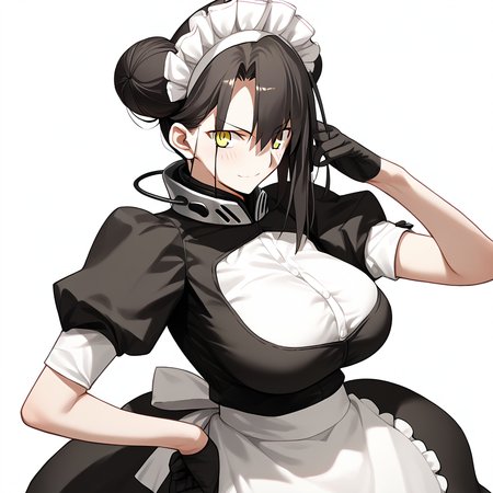 <lora:Takeuchi_Takashi_PonyXL_style_v01:1>
<lora:agent.pony:1>
score_9 , score_8_up , score_7_up , source_anime , 
masterpiece , best quality , ultra-detailed , 
BREAK
agent \(girls' frontline\), maid
1girl , woman , huge breasts , light smile , light blush , ((medusa (fate)):0.5)  , 
long black hair  , maid dress ,  
hand on hip