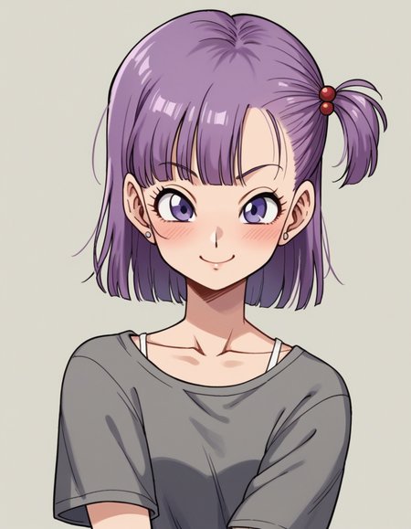zPDXL, score_9, score_8_up, score_7_up, source_anime, BREAK
1girl, solo, <lora:4kira_v1:1> 4kira, bulma, purple hair, purple eyes, blush, light smile, one side up,