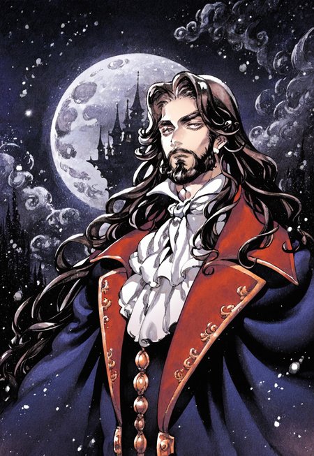 score_9, score_8_up, portrait, HandBeardXLP,kojima ayami,

1boy, Dracula, castlevania, older, long hair, scenery, night, proper body proportions, aristocrat, beard, spooky, dark, particles around, close-up, detailed background, high contrast,