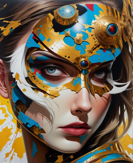 War,portrait Up to navel,masterpiece,best quality, <lora:SandraChevrierXL:0.8>,sachr style,fantasy,magical,aesthetic (abstract warpaint),8k,awardwinning,trending on artstation and deviantart