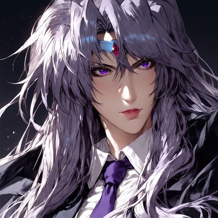 score_9, score_8_up, score_7_up, masterpiece, very high quality, precia testarossa, long hair, white shirt, necktie, middle aged woman, milf, regal, solo, 1girl, epiCPhoto, tall woman, blank background, BadDream, upper body, epic, purple eyes