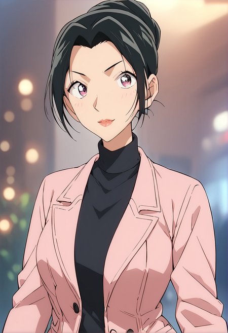 score_9, score_8_up, score_7_up, score_6_up, Light Outline,
((1girl,solo,Portrait,front view,milf,)),
Uehara Yui ,black hair,hair bun,makeup, long black hair,Pink trench coat, black sweater,
(Sheer Textured Dark Pantyhose,blurry background, ),
<lora:PONY_Yui_Uehara_Anime_Detective_Conan:1>