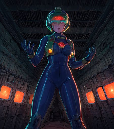 orbiting control pod above a dying planet, 1girl as alien princess with glimmering bodysuit, glowing red and blue analog interfaces, 1980s sci-fi pulp cover style with vibrant grain, cracks in her visor and ambient sparks, retro sci-fi control room, ultra-detailed, cinematic lighting, 4K render