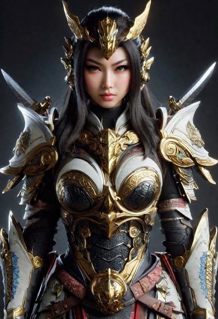 Cyber girlfriend, japanese samurai , heroic sexy pose