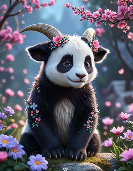 novuschroma62 style goat panda with flowers  <lora:novuschroma62 style:0.85> <lora:sdxl_lightning_8step_lora:1>
