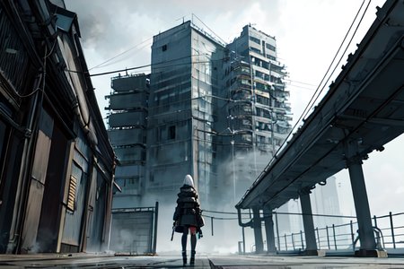 highly insanely detailed, masterpiece, top quality, best quality, highres, 4k, 8k, RAW photo, (very aesthetic, beautiful and aesthetic),  
tsutomu nihei,nihei_tsutomu,blame!,blame gakuen!,abara,TNstyle,sidonia_no_kishi,fence,drainpipe,cables,tubes,industrial pipes,bones,buildings,foggy,fog,smoke,steam,tentacles,concrete walls,metal walls,ventilation fan,ventilation shaft,wire,lantern,clouds,machinery,bridge, 
<lora:ABARA:0>, 
(1girl:1.3), 
solo focus, 
(pure white background,transparent background:1.2),âââ