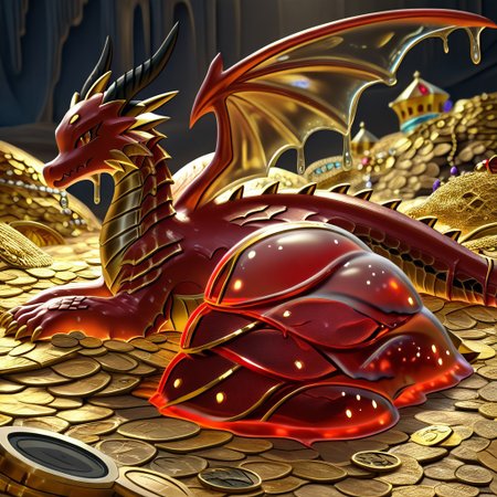 {1dragon, (slime dragon:2.5), (red and black slime:1.5), (highly detailed red and black dragon:1), (red and black dragon made out of slime:1.5), scaly black slime dragon, slime dragon with red eyes, black slime dragon laying in its hoard, black slime dragon with wings, dragon wings, detailed claws, detailed feet, detailed tail},
multi-colored gems, in a room of treasure made, ((piles of gold made of slime:1.5)), (piles of coins:1.5), 
treasure-room, treasure, gemstone, gold bars, gold pile, 
everything made of slime, No simple background,
((translucent slime)), ((transparent slime)), (bioluminescent slime), sl1m3d, slime, slime-morph, saturated colors,