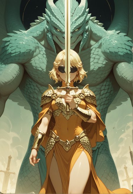 <lora:ck-painterly-fantasy-IL-000011:1>, in the style of ckpf, The scales of justice, symbol of justice, mythology and religion, gods and goddesses, Justitia: The Roman goddess of justice, Justitia was often portrayed wearing a blindfold and holding a sword and scales that were evenly balanced. The scales of justice symbolize the importance of finding a solution that addresses all parties involved, including the guilty, the innocent, and the law itself.
masterpiece,best quality,amazing quality
