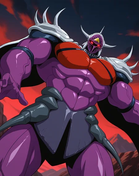 <lora:Lanacuras_(Shinzo)_(Illustrious)_(AD):1> Lanacuras, muscular, Shinzo, 
exterior, vivid anime dark sky with black clouds, mountains, nature, end of the world background, red and green clouds in the sky, fighting, 
dynamic action, dutch angle, cowboy shot, detailed face, detailed eyes, glowing red eyes, 
hyper muscular, end boss, large wide rounded protruding pecs, bulging muscles, large rounded muscular shoulders, large biceps, large thighs, abs, red pecs, perfect hands, peak physical conditioning, pinnacle of manly perfection, perfect physique, veiny muscles, commanding oppressive presence, 
BREAK: very awe, aesthetically pleasing, masterpiece, best quality, amazing quality, very aesthetic, perfect depth of field shot, 
BREAK: lazympos, lazypos (2),