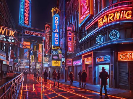 masterpiece,high detail,
 <lora:gits_style:0.8>,
gits95,
 close-up, neon, sign, vibrant, downtown, area, night