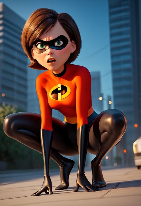 score_9, score_8_up, score_7_up, score_6_up, score_5_up, score_4_up, rating_questionable, 1girl, Hel_en, crouching, superhero, eye mask