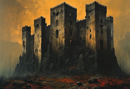 impactful paint of an  horror castle in   a forest   <lora:The_Dark_Side_of_the_Earth:1>,    highly detailed,   8k,   sharp,  professional, clear,   high contrast, high saturated, , vivid deep blacks, crystal clear