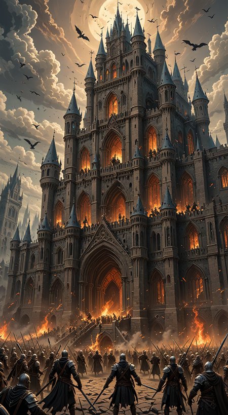 Ethereal fantasy concept art of a King loosing his castle to a horde of skeleton warriors. the realm of undead roll towards the castle under a vail of smoke and terror, magnificent, celestial, ethereal, painterly, epic, majestic, magical, fantasy art, cover art, dreamy, insanely detailed and intricate, hyper maximalist, elegant, hyper realistic, super detailed, vivid colours, ornate, dynamic, articulate, 8K, <lora:3D_Framed_Wall_Art_-_By_DICE:0.6>, (Framed 3D), EPIC, high budget Hollywood movie, volumetric, Painstaking Attention To Detail, (Use Dream Diffusion Secret Prompt), UHD
