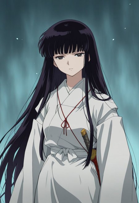 best quality, masterpiece, amazing quality, very aesthetic, absurdres, 
1girl, solo, 
kikyou, 
looking at viewer, 
abstract background