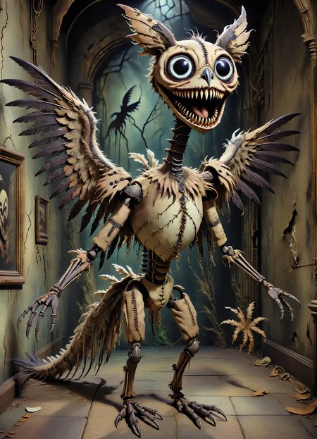 DonMCr33pyD0115XL  large elongated augmented ethereal avian individual,  five-fingered hands, single-tailed, bushy-tailed, exoskeleton,    dark wings, ,   <lora:DonMCr33pyD0115XL:1>