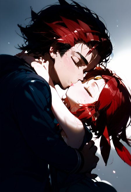 score_9, score_8_up, score_7_up, 1girl, 1boy,  deep kiss, head tilt, kiss, hug,  weavile  <lora:deep_kiss:1>