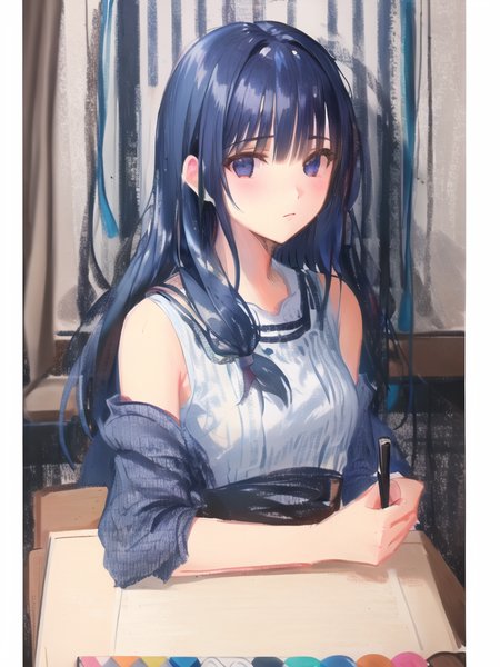 <lora:crayon_style_v1.0:1> crayon_sytle, masterpiece, best quality, 1girl, solo, portrait,