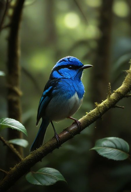 a ultramarine fairywren bird sitting on a branch , perfect composition , perfect eyes , shadows, glow, realistic, god ray , tropical forest , peaceful , <lora:- SDXL - vanta-black_contrast_V3.0:0.8>, detailed 
many details, extreme detailed, full of details,
Wide range of colors., Dramatic,Dynamic,Cinematic,Sharp details
Insane quality. Insane resolution. Insane details. Masterpiece. 32k resolution.
<lora:add-detail-xl:0.95> <lora:dvr-lnds-sdxl:0.3> dvr-lnds-sdxl <lora:MJ52:0.25> <lora:ral-apoctvisn-sdxl:0.3> ral-apoctvisn <lora:zavy-cntrst-sdxl:0.35> dark, chiaroscuro, low-key <lora:zavy-rmlght-sdxl:0.41> zavy-rmlght <lora:SDXLFaeTastic2400:0.225>