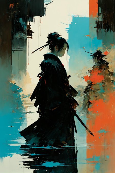 (art by Charles Douglas Richardson and Mór Than and John Berkey:1.2),
(vengeful and bustling atmosphere, silhouettes, characters outlined against a bright background, evoking intimacy without explicit details, aesthetic of  japanese ukiyo - e:0.1),
framing,  ingenious opus magnum with unrivaled details,
(aquamarine and muted colors:0.1),
<lora:MJ52:0.65>