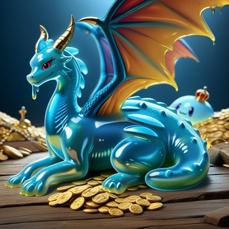 1dragon, highly detailed black  dragon, black dragon made out of slime, scaly black slime dragon, slime dragon with red eyes, black slime dragon laying in its hoard, black slime dragon with wings, dragon wings, detailed claws, detailed feet, detailed tail,
multi-colored gems made out of slime, in a room of treasure made out of slime, tiny gold coins and bars made out of slime, piles of tiny coins, piles of tiny gold slime coins, piles of gold slime, tiny gold slime coins, only tiny coins, translucent slime coins, 
treasure-room, treasure, gemstone, coins, gold bars, gold pile, 
everything made of slime, No simple background,
((translucent slime)), ((transparent slime)), (bioluminescent slime), sl1m3d, slime, slime-morph, saturated colors,