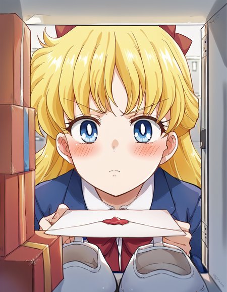 score_9, score_8_up, score_7_up, source_anime, <lora:minako-aino-eternal-movie1-ponyxl-lora-nochekaiser:1>, minako aino, blonde hair, blue eyes, bow, hair bow, half updo, long hair, red bow, tiara,, <lora:shoe-locker-pov-ponyxl-lora-nochekaiser:1> shoe locker pov, locker, letter, school, gift box, unworn shoes, blush,, ,