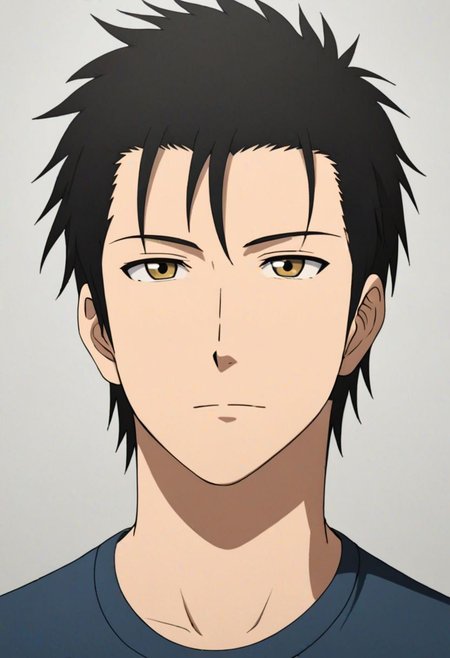 Highres, Masterpiece, High Quality, 4K, 8K, solo, 1Boy, Soujirou Agata, borown eyes, black hair, Shirt, passport_photo_style, looking at viewer, focused gaze forward, plain background, straight body, head upright, easynegative, detailed_eye_model