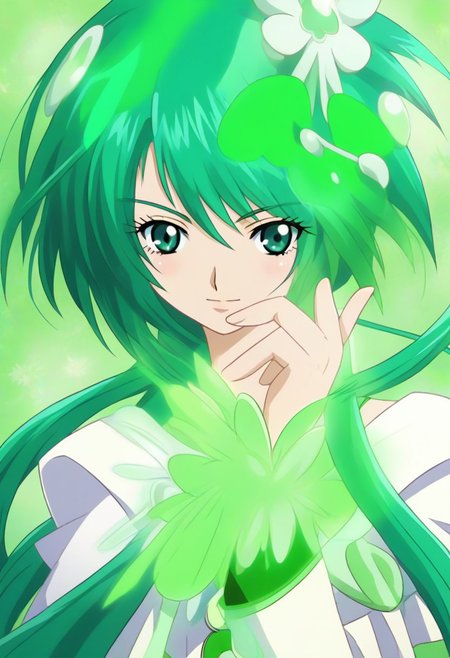 detailed background, green hair,, shiny skin,green eyes,<lora:curemint.:1>, curemint, solo,