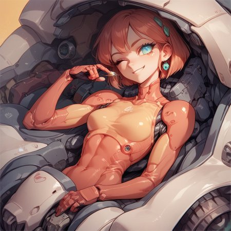 score_9, score_8_up, score_8, score_7_up, score_7, score_6_up, score_6, source_anime,
 (glass cockpit),  ((torso inside mecha)), 
(focus on girl), 
mecha,
ergonomic seat, 
(1girl), smiling, blinking, skinny, slim waist, petite,