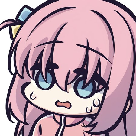 1girl, gotoh_hitori, cube_hair_ornament, pink_hair, solo, hair_ornament, blue_eyes, chibi, jacket, long_hair, open_mouth, white_background, one_side_up, pink_jacket, simple_background, track_jacket, sweat, hair_between_eyes,,<lora:Kei_Style_noob-4:1>,
