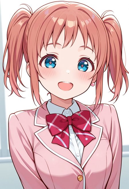 masterpiece, best quality, 32k, high resolution, absurdres, honoka kanami, 1girl, solo, short twintails, blush, smile, open mouth, looking at viewer, bow, jewelry, bowtie