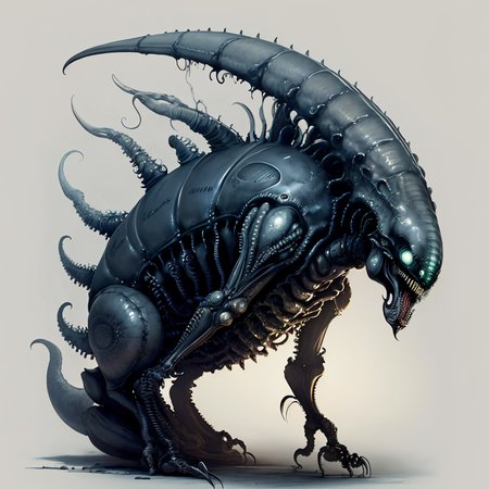 <lora:alien3:1>  concept art of BIGBADEJO ALIEN_MONSTER, xenomorph by giger