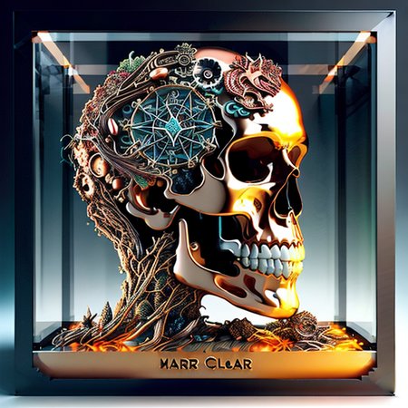 a skull made of metal in HeartArt style, micro-details, super detailed,  photorealism, photorealistic, kc32, photorealistic skull made of metal in HeartArt style, very detailed, scifi case, kc32, skull made of metal in HeartArt style, very detailed, scifi transparent case, kc32, ((art by midjourney-1000)), ((HeartArt)) inside kc32,
, a beautiful painting of a cyberpunk girl by artgerm and greg rutkowski and alphonse mucha, featured on artstation, vertical orientation