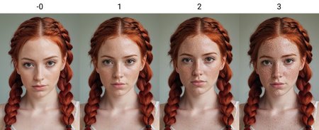 woman, portrait, <lora:Freckles Slider_alpha1.0_rank4_noxattn_last:-0>, ((red hair)), facing viewer, braided hair,