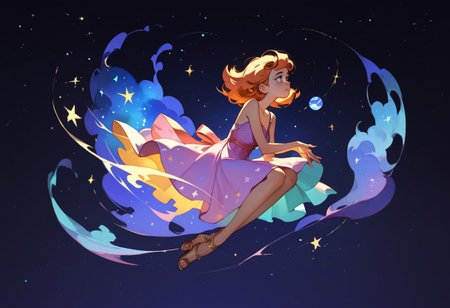 score_9, score_8_up, score_7_up, score_6_up, 1girl, ethereal, rated_safe, full body, floating, celestial beauty, fetal position, slinky night gown made of cosmic dust, swirling clouds of dark matter enfold her,  cosmic background,trippy pink stars, shooting stars