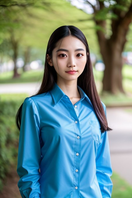 portrait photo of (RuriNobodySD15:1.0) beautiful woman button shirt depth of field bokeh bright morning light (masterpiece) (best quality) (detailed) (8k) (HDR) (wallpaper) (cinematic lighting) (sharp focus) (intricate)