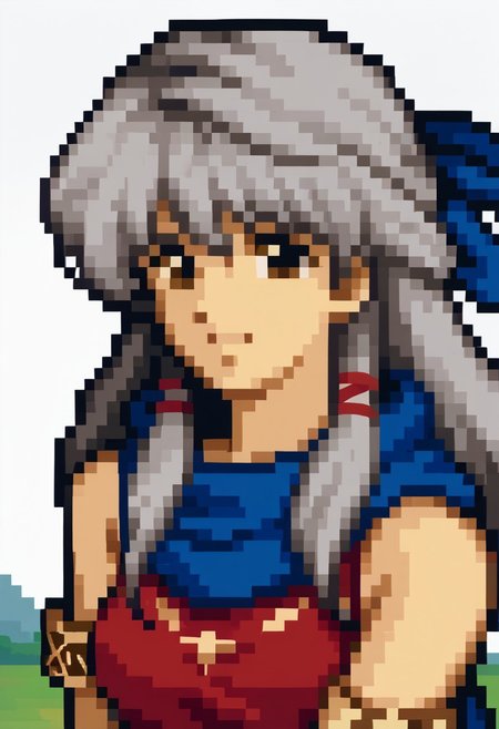 score_9, score_8_up, score_7_up, source_anime, 1girl, solo, smile,
<lora:zs_FE4PortraitsXL:1> fe4portraits, portrait, pixel art, white background, 
micaiahdef, smile, looking at viewer, grey hair, half updo, hair ribbon, red dress, sleeveless dress, blue scarf, bracelet, bangle, bare shoulders, outdoors <lora:fireemblem_micaiah_ponyXL:1>