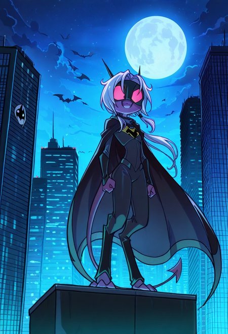 score_9, score_8_up, score_7_up,namah_calah,
1girl,solo,furry,tail, source_furry,horns,
 ,<lora:namah_calah_illustrious:0.8>,
kid, child, 
masterpiece, high quality, highest detail, serious expression, batman costume, black cape, batman mask, night, moon, standing on top of skyscraper, bat signal in the sky,
