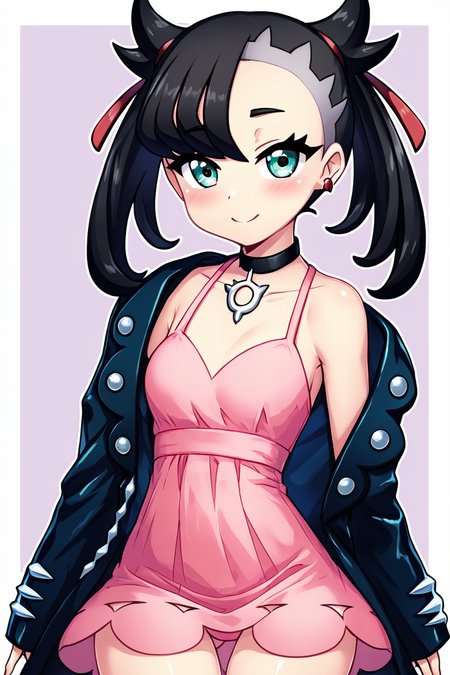 score_9, score_8_up, score_8, medium breasts, (curvy), cute, eyelashes,       BREAK, , BREAK, zzMarnie, aqua eyes, black choker, black hair, red ribbon, pink dress, jewelry, black jacket, open clothes, long sleeves, <lora:MarnieP3:0.8>,, ,,, <lora:HaseYu_PDXL:0.8>  ,,,, BREAK,  smile, looking at viewer, cowboy shot,  embedding:zPDXL, Expressiveh, <lora:SDXLFaeTastic2400:0.5>,  <lora:Expressive_H-000001:0.4>,