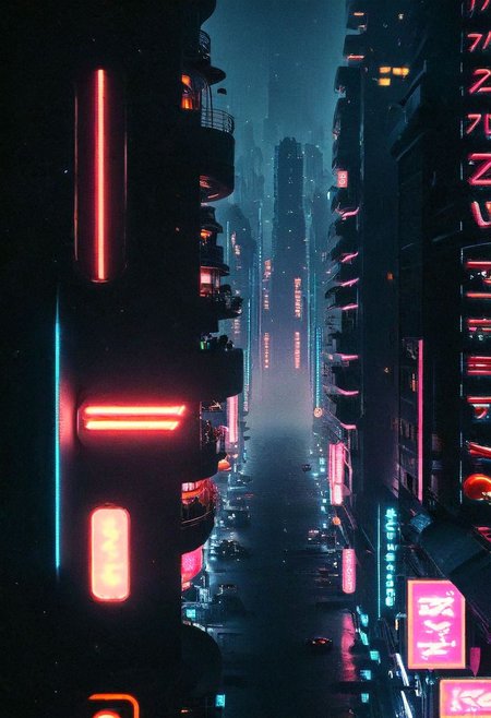 Late night in the street of a neon-lit city, Hitori Gotoh   walks  through the streets of a cyberpunk city, solo focus, focus on female, close up shot,