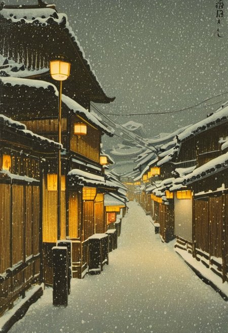 Snowfall on a Kyoto Alley