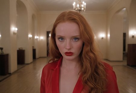 (EuroBabe, CineShining, ginger, blue eyes, indoors, Overlook Hotel, lipstick)