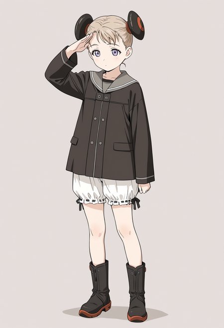 <lora:AlvisEHamiltonIL:1>, alviseh, solo, boots, bloomers, full body, long sleeves, simple background, standing, sailor collar, military salute,
masterpiece,best quality,amazing quality,