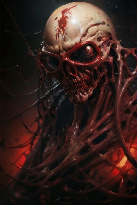 (Realistic:1.5) EdobHorrorLandscape , backlighting, 1humanoid, blood,  out, red, black background, star (sky), goggles, looking at viewer, very wide shot, <lora:EdobHorrorLandscape_v1.0:0.8>