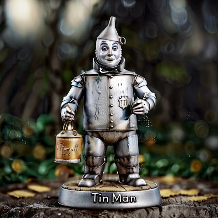 Tin Man written,<lora:Cute_Collectible:1>,35mm photograph,film,bokeh,professional,4k,highly detailed,character from The Wizard of Oz,<lora:TinMan1024:0.8>,TinMan1024,holding a oil can,