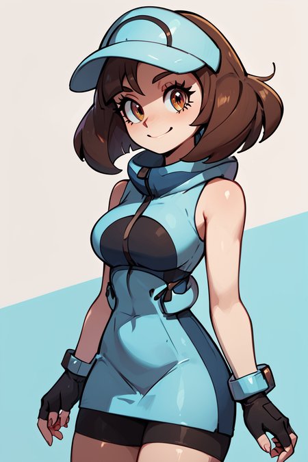 score_9, score_8_up, score_8, medium breasts, (curvy), cute, eyelashes,      ,  zzAceSM, brown eyes, brown hair, medium hair, visor cap, fingerless gloves, sleeveless, hat, black gloves, bike shorts, blue headwear,  ,  <lora:AceTrainerPokemonSM_PDXL:1.0>,  BREAK, <lora:GoldenCAT_Lora_PDXL_v2:0.8>, smile, closed mouth, looking at viewer, cowboy shot, ,,, embedding:zPDXL, Expressiveh, ,,, <lora:Expressive_H-000001:0.4>,