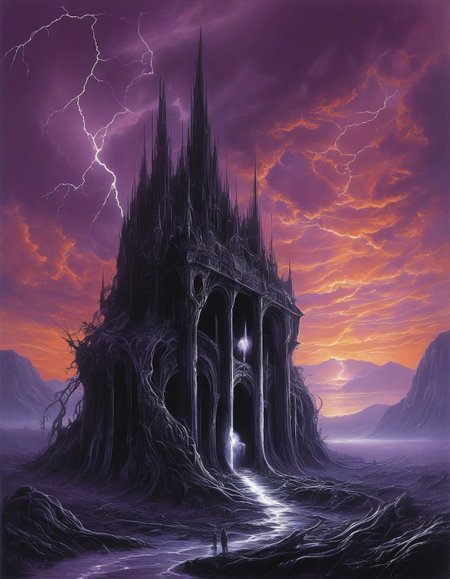 H.R. Giger: (biomechanical horror), (alien landscapes), (black-and-white contrast), (surreal organic forms),
submerged temple with bioluminescent hieroglyphs,
Scottish highlands with heather-covered hills, 
Thunderstorm with lightning Weather,
Pyrocumulus from forest fire updrafts,
Sunset with purple-orange gradients,
Dry season cracked earth patterns,
 <lora:add-detail-xl:0.7>,
 <lora:DetailMaximizer:0.3>,
 <lora:brho:0.15> brho, 
<lora:Deep_depth_of_field:0.3>,
 <lora:extremely_detailed:0.8> extremely detailed,