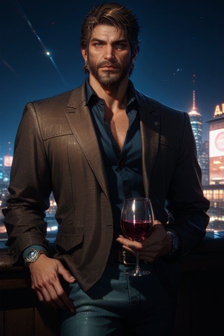 score_9, score_8_up, score_7_up, score_6_up
<lora:TLOUJoel:1.0>
TLOUJoel, 1boy, brown hair, beard, looking at viewer, at an upscale rooftop bar, wearing a tailored blazer, city lights twinkling below, holding a glass of wine, sophisticated and urban atmosphere